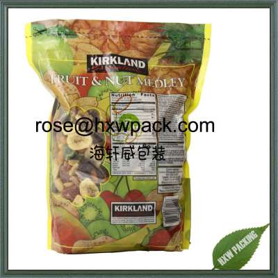 Dried nut and fruits food packaging bag with resealable ziplock